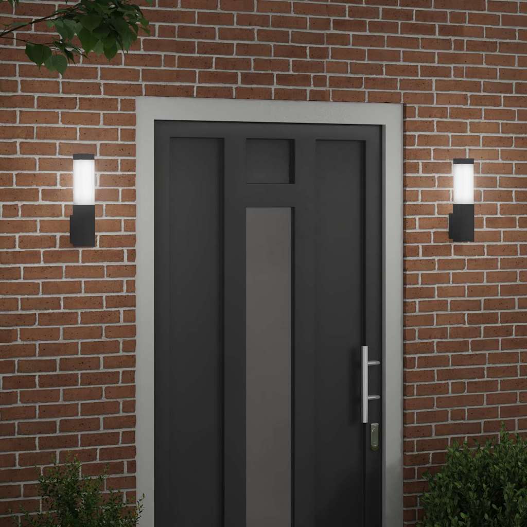 Lampada da Parete Esterna 2 pcs Nero 10.5 x 6 x 33 cm
