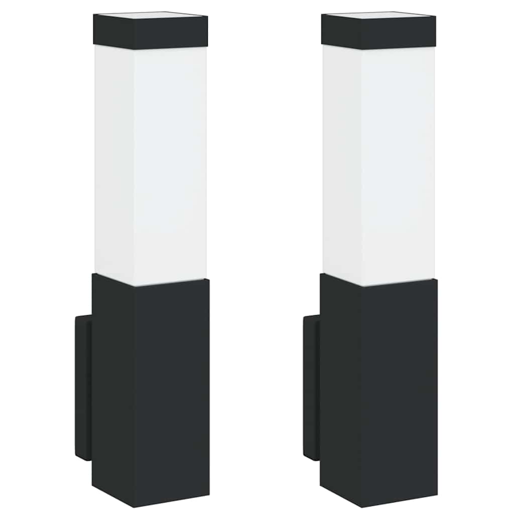 Lampada da Parete Esterna 2 pcs Nero 10.5 x 6 x 33 cm