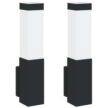 Lampada da Parete Esterna 2 pcs Nero 10.5 x 6 x 33 cm