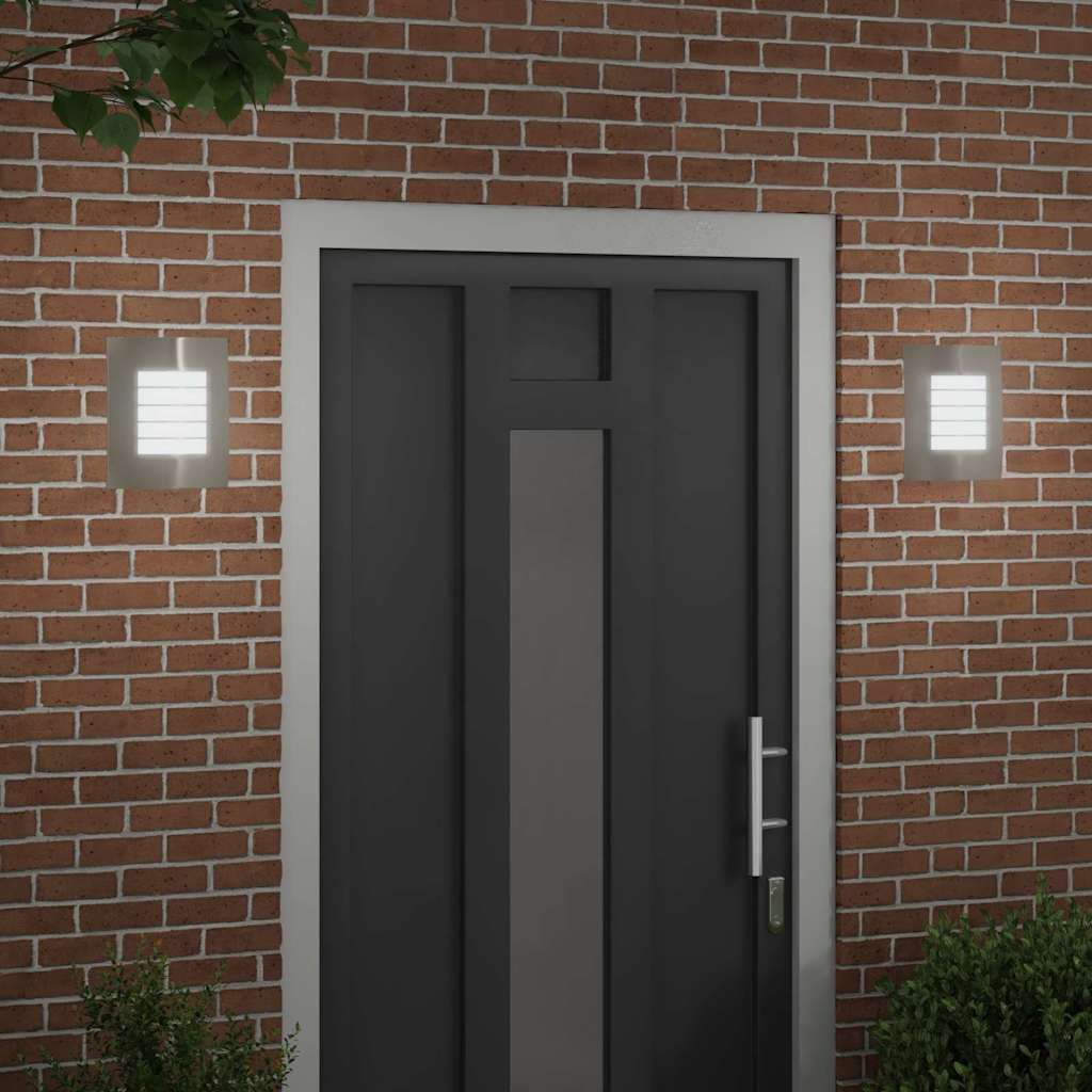 Lampada da Parete Esterna 2 pcs Argento 23.5 x 9 x 26 cm
