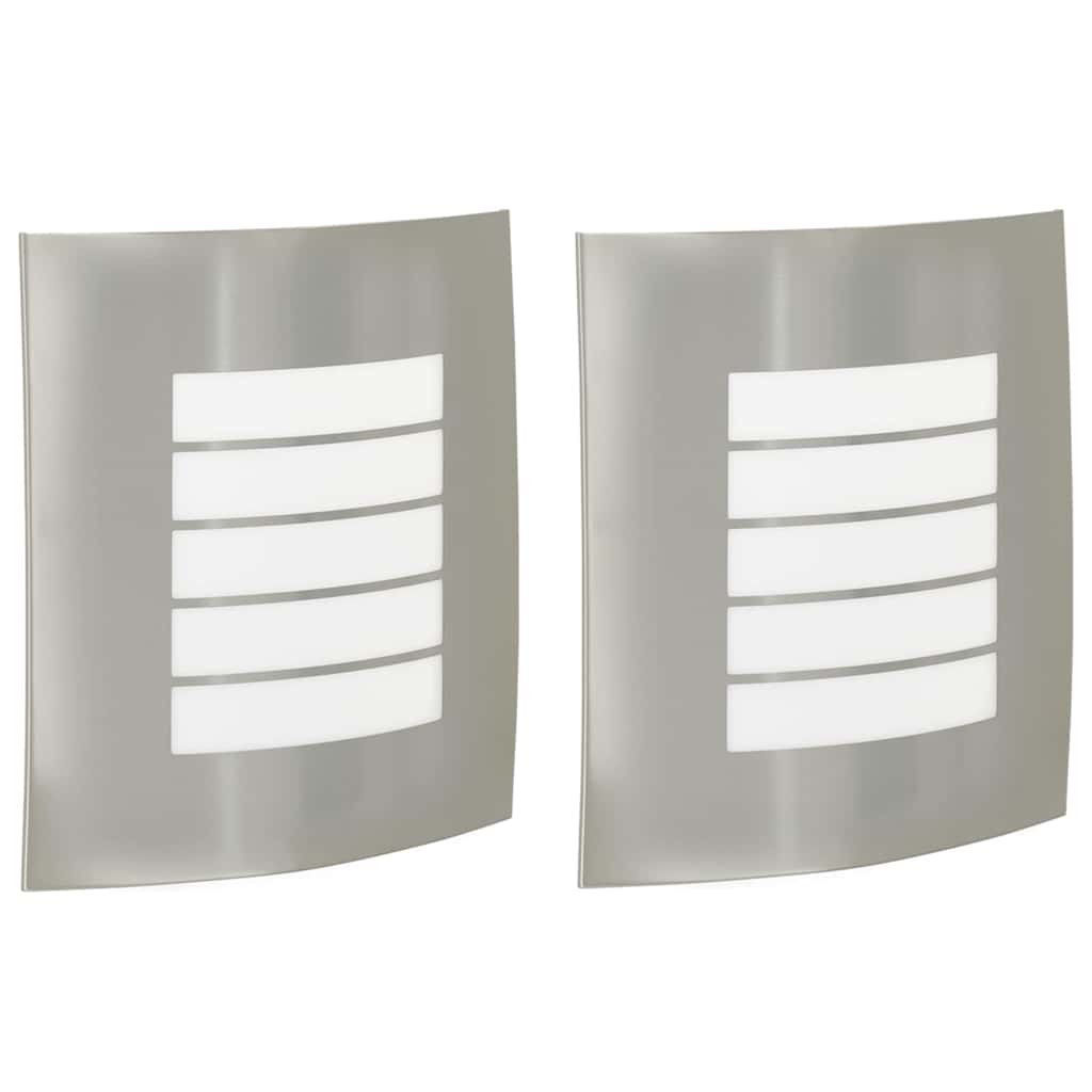 Lampada da Parete Esterna 2 pcs Argento 23.5 x 9 x 26 cm