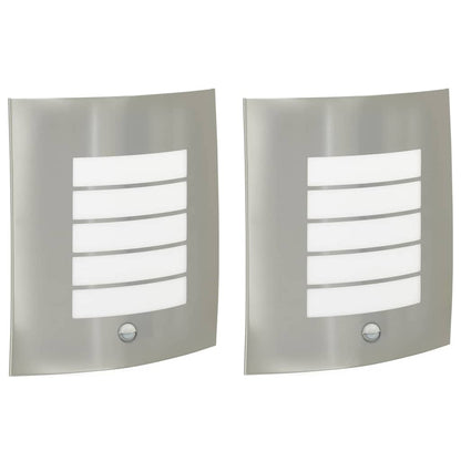 Lampada da Parete Esterna 2 pcs Argento 23.5 x 9 x 26 cm