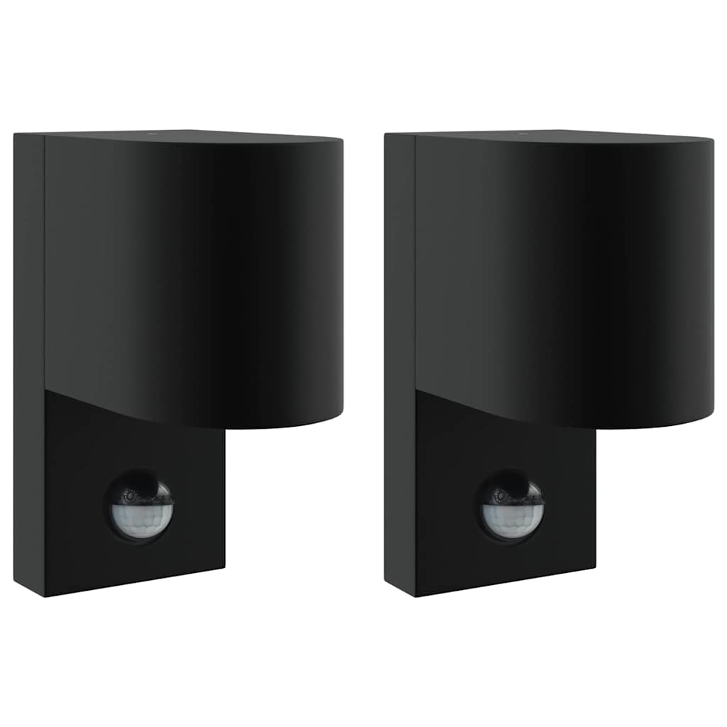 Lampada da Parete Esterna 2 pcs Nero 12 x 7 x 15 cm