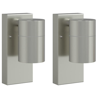 Lampada da Parete Esterna 2 pcs Argento 6,5 x 10,5 x 16 cm