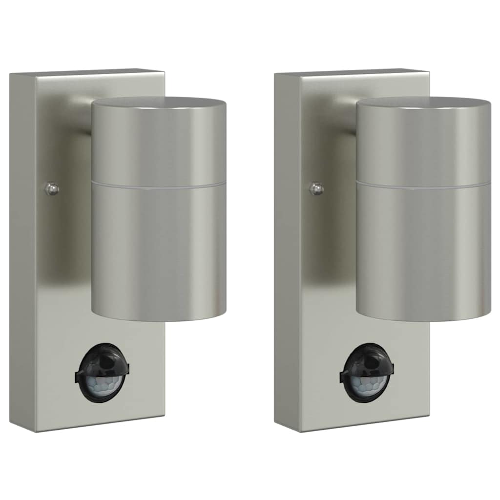 Lampada da Parete Esterna 2 pcs Argento 6,5 x 10,5 x 16 cm