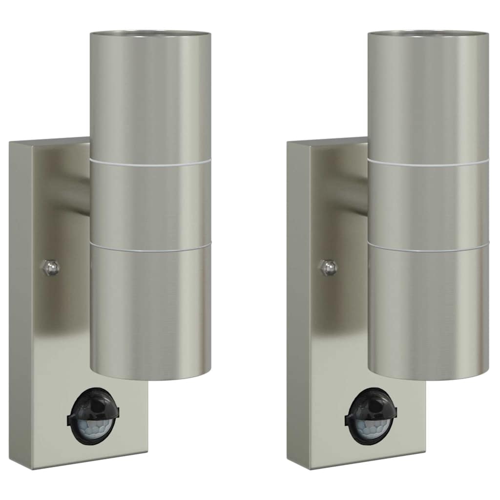 Lampada da Parete Esterna 2 pcs Argento 7 x 10 x 22 cm