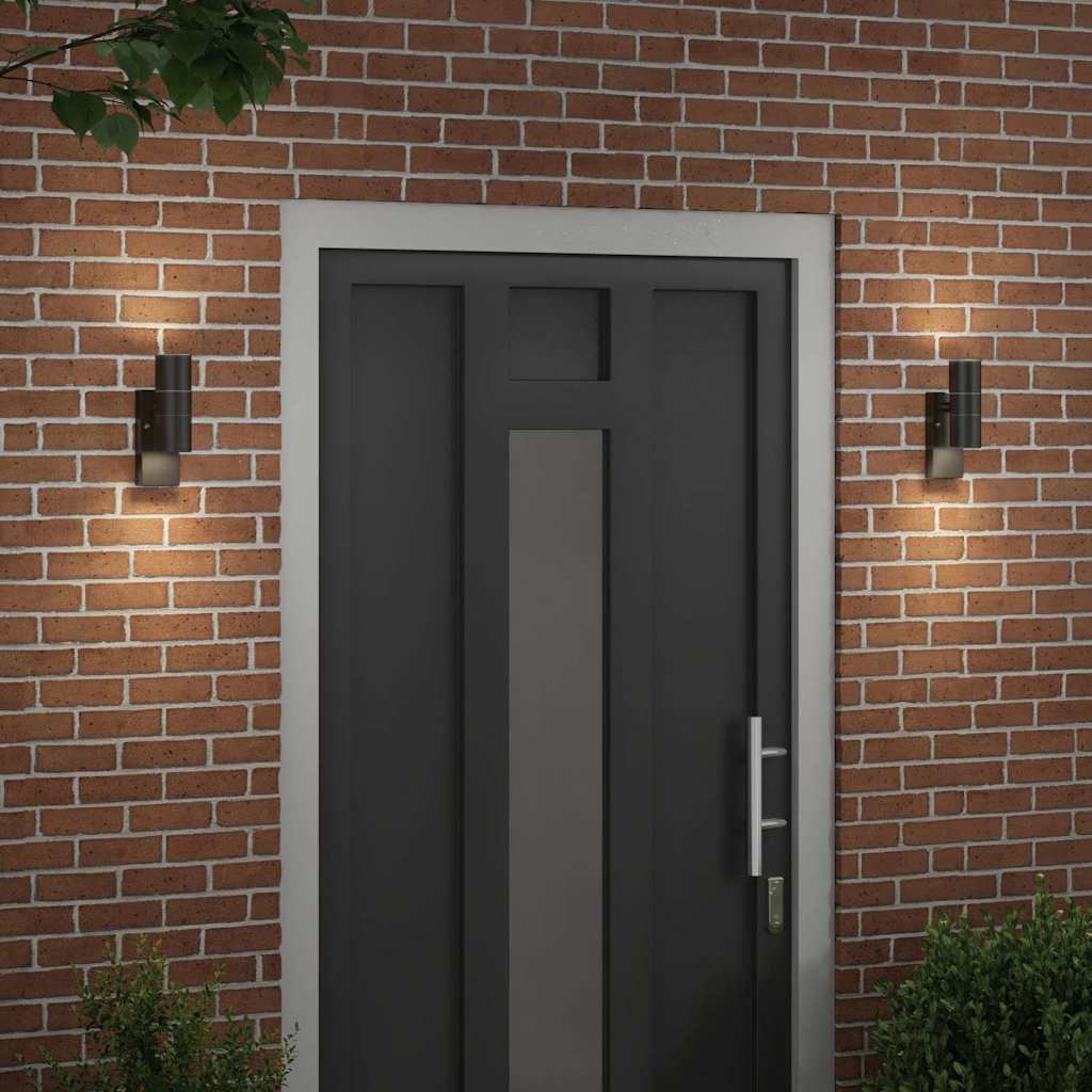 Lampada da Parete Esterna 2 pcs Nero 7 x 10 x 22 cm