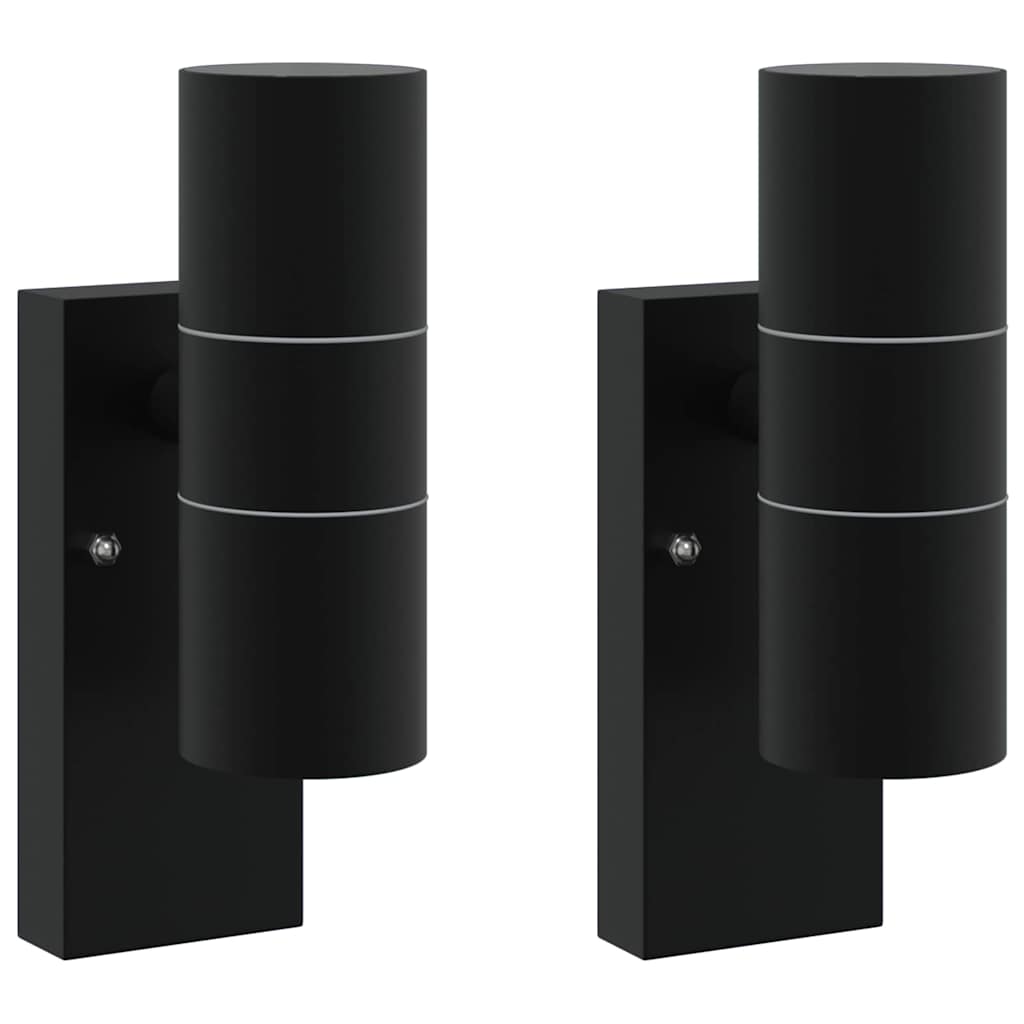 Lampada da Parete Esterna 2 pcs Nero 7 x 10 x 22 cm