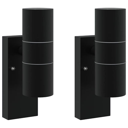 Lampada da Parete Esterna 2 pcs Nero 7 x 10 x 22 cm