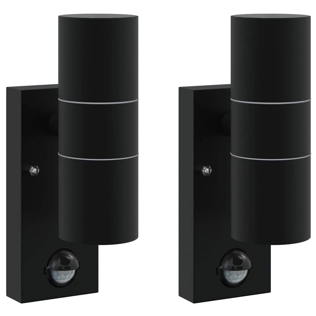 Lampada da Parete Esterna 2 pcs Nero 7 x 10 x 22 cm
