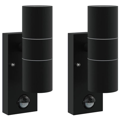 Lampada da Parete Esterna 2 pcs Nero 7 x 10 x 22 cm