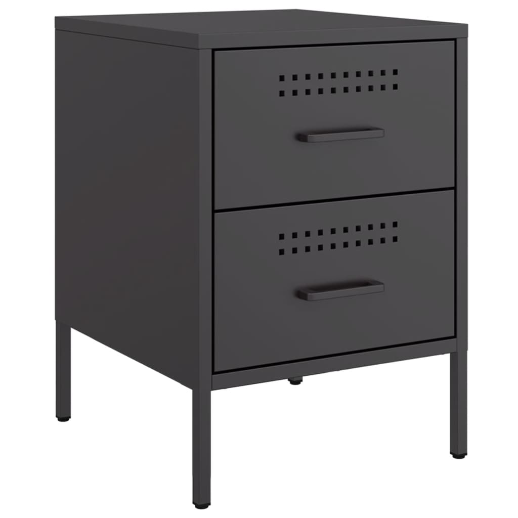 Comodino Nero 36x39x50,5 cm in Acciaio