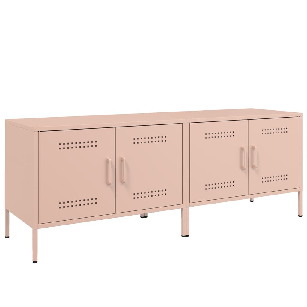 Mobili TV 2pz Rosa 68x39x50,5 cm in Acciaio