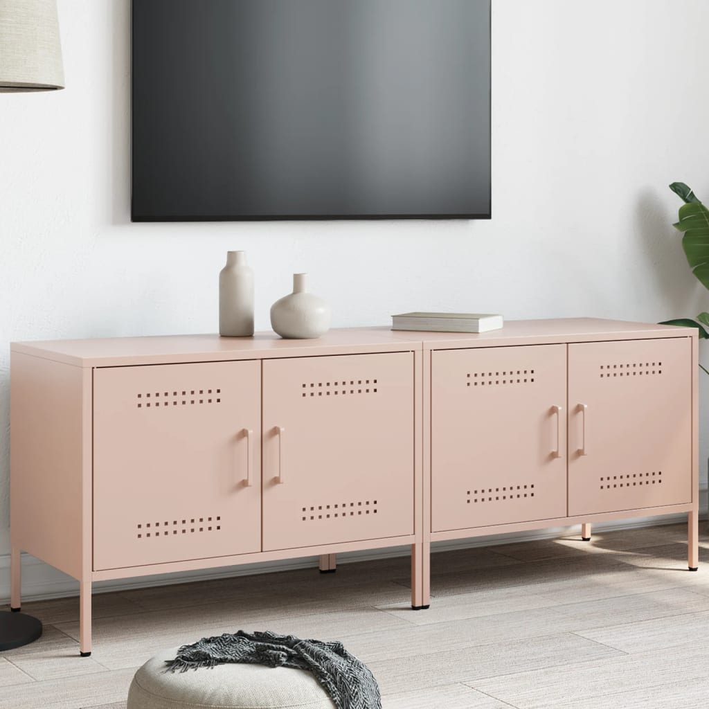 Mobili TV 2pz Rosa 68x39x50,5 cm in Acciaio