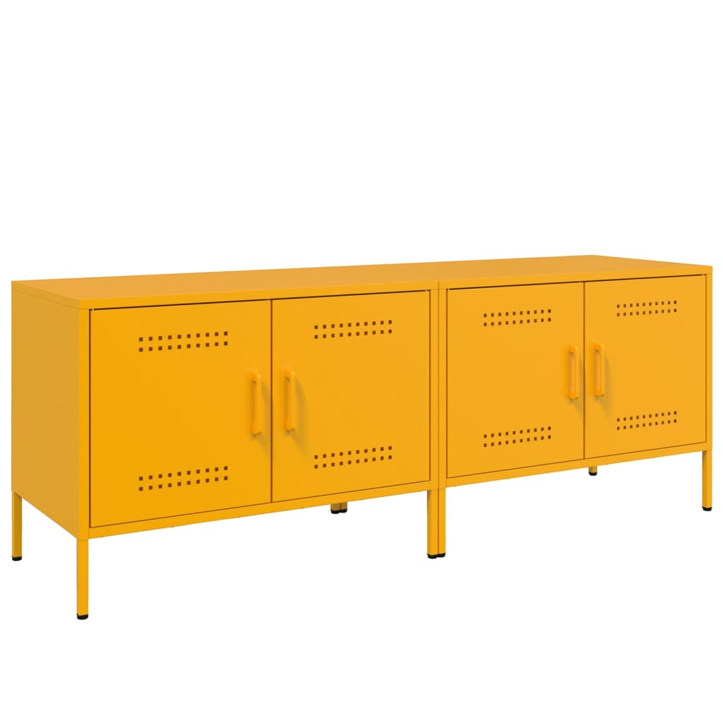 Mobili TV 2 pz Giallo Senape 68x39x50,5 cm in Acciaio