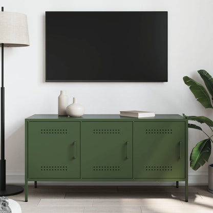 Mobile TV Verde Oliva 100,5x39x50,5 cm in Acciaio