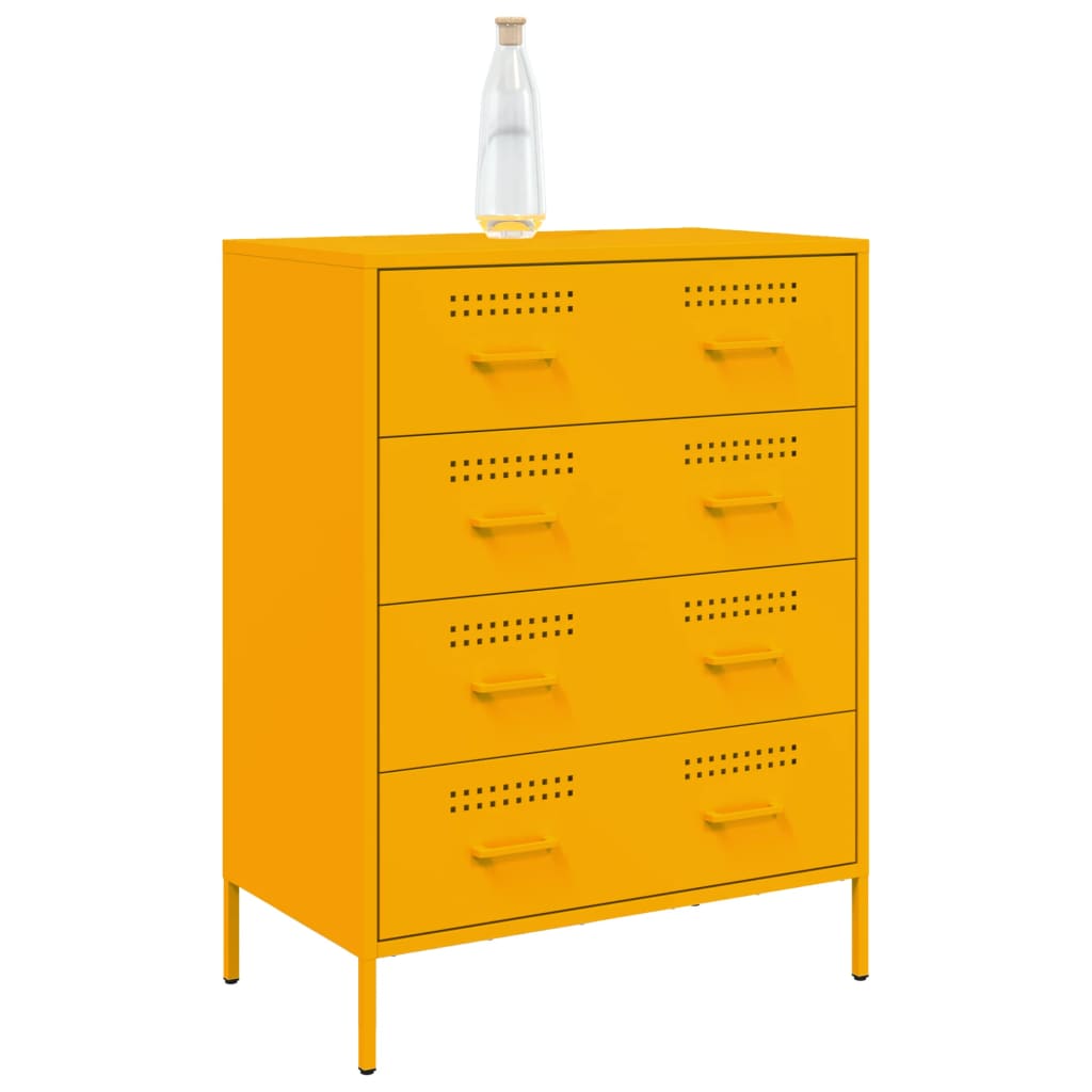 Credenza Giallo Senape 68x39x89 cm in Acciaio