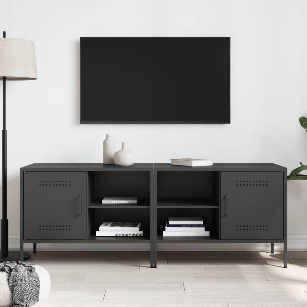 Mobili TV 2pz Neri 68x39x50,5 cm in Acciaio