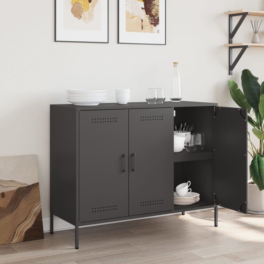 Credenza Nera 100,5x39x79 cm in Acciaio