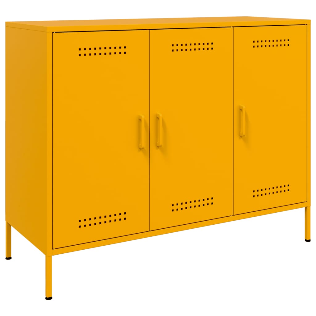 Credenza Giallo Senape 100,5x39x79 cm in Acciaio