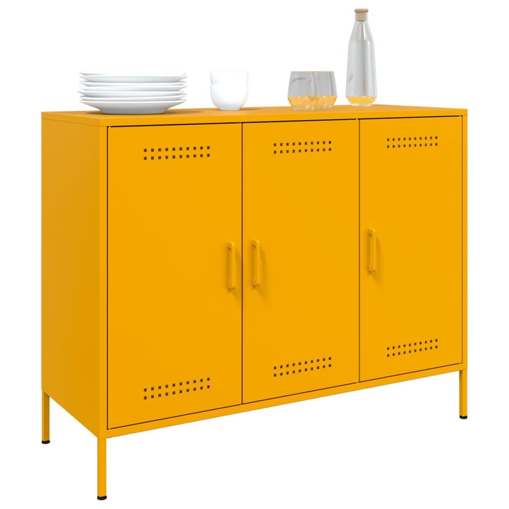 Credenza Giallo Senape 100,5x39x79 cm in Acciaio