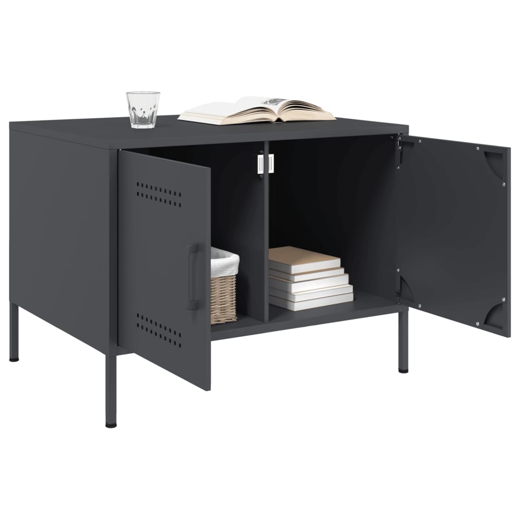 Tavolino da Salotto Antracite 68x50x50,5 cm in Acciaio