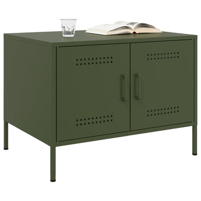 Tavolino da Salotto Verde Oliva 68x50x50,5 cm in Acciaio