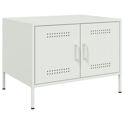 Tavolino da Salotto Bianco 68x50x50,5 cm in Acciaio