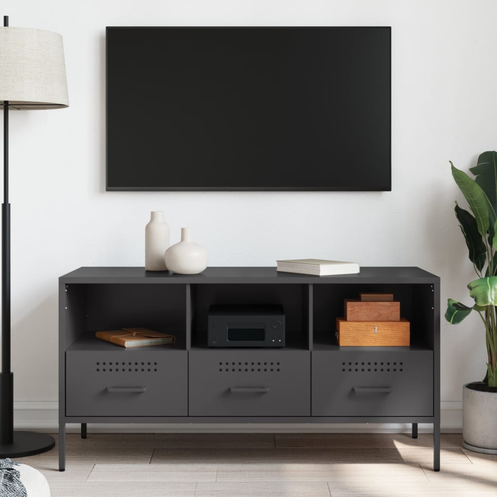 Mobile TV Nero 100,5x39x50,5 cm in Acciaio