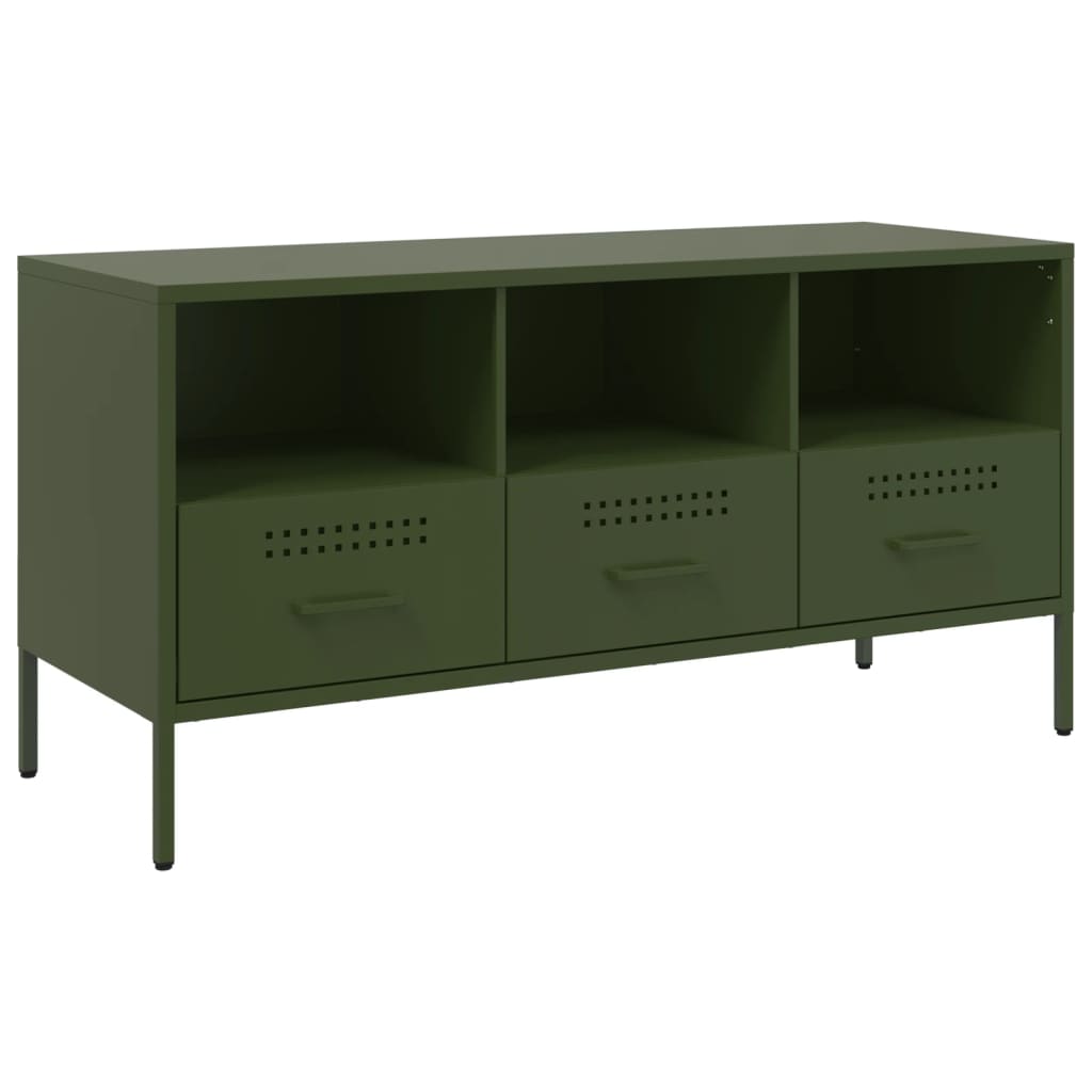 Mobile TV Verde Oliva 100,5x39x50,5 cm in Acciaio