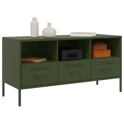 Mobile TV Verde Oliva 100,5x39x50,5 cm in Acciaio