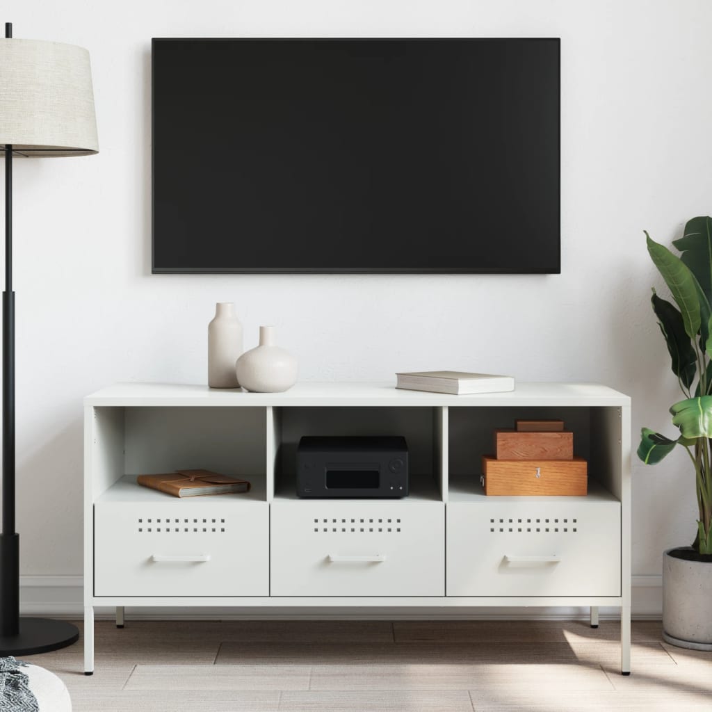Mobile TV Bianco 100,5x39x50,5 cm in Acciaio