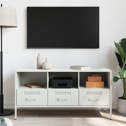 Mobile TV Bianco 100,5x39x50,5 cm in Acciaio