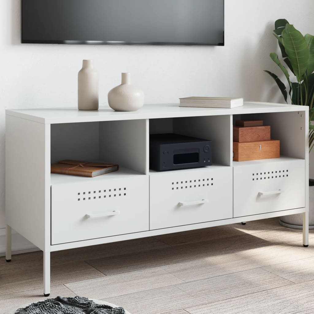 Mobile TV Bianco 100,5x39x50,5 cm in Acciaio