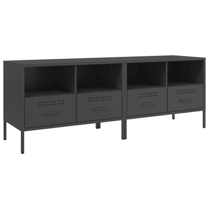 Mobili TV 2pz Neri 68x39x50,5 cm in Acciaio
