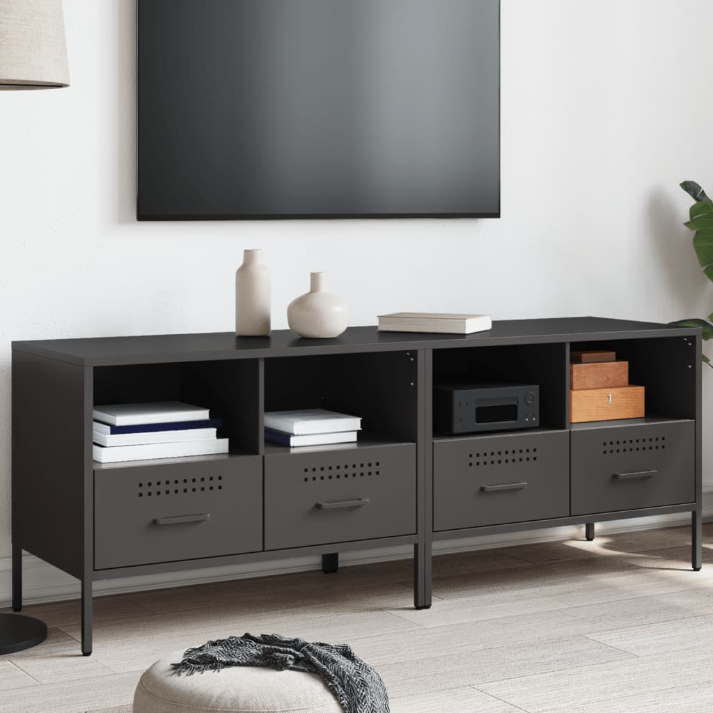 Mobili TV 2pz Neri 68x39x50,5 cm in Acciaio