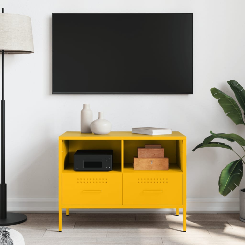 Mobile TV Giallo Senape 68x39x50,5 cm in Acciaio