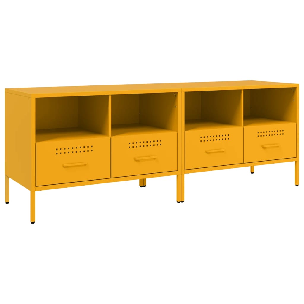 Mobili TV 2 pz Giallo Senape 68x39x50,5 cm in Acciaio