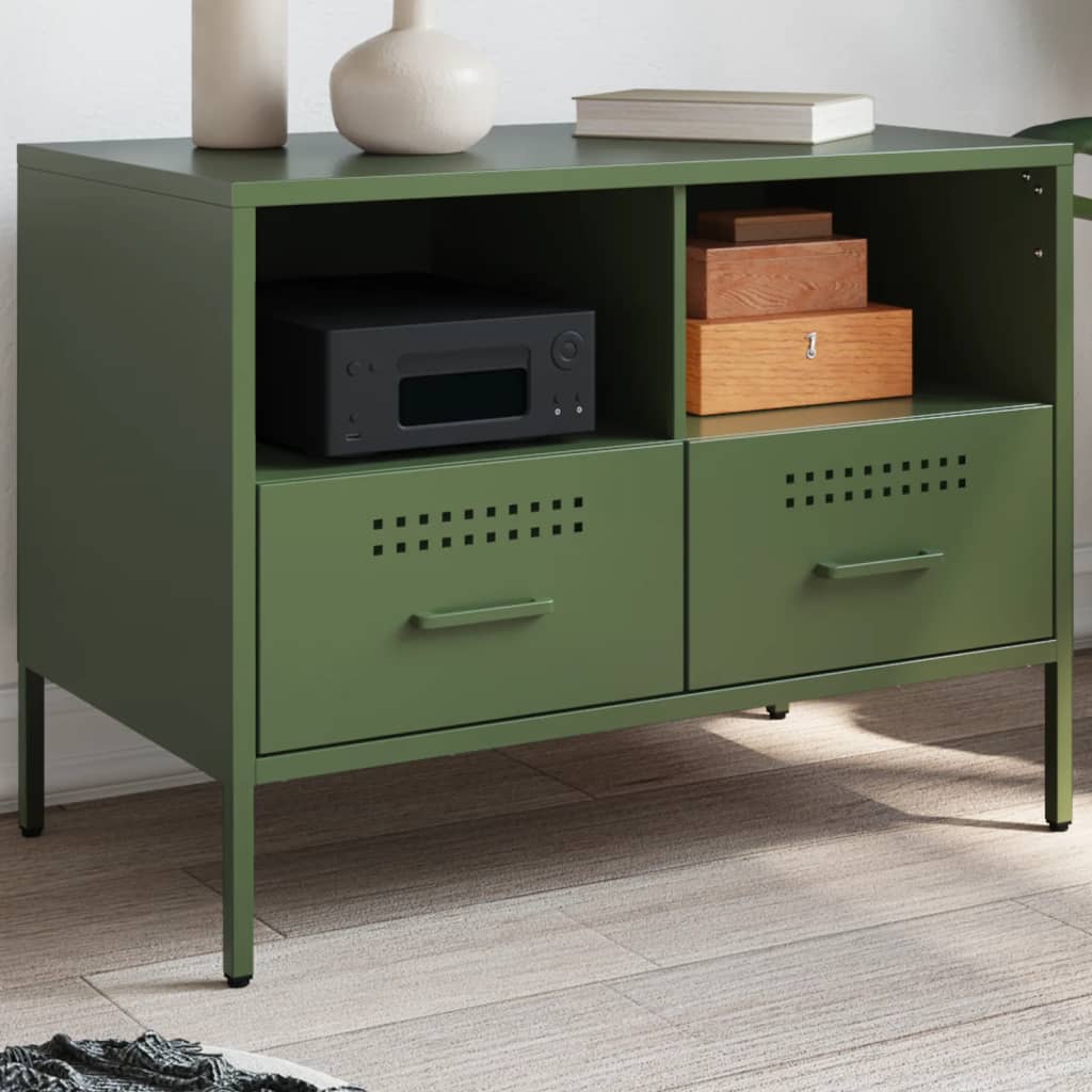 Mobile TV Verde Oliva 68x39x50,5 cm in Acciaio