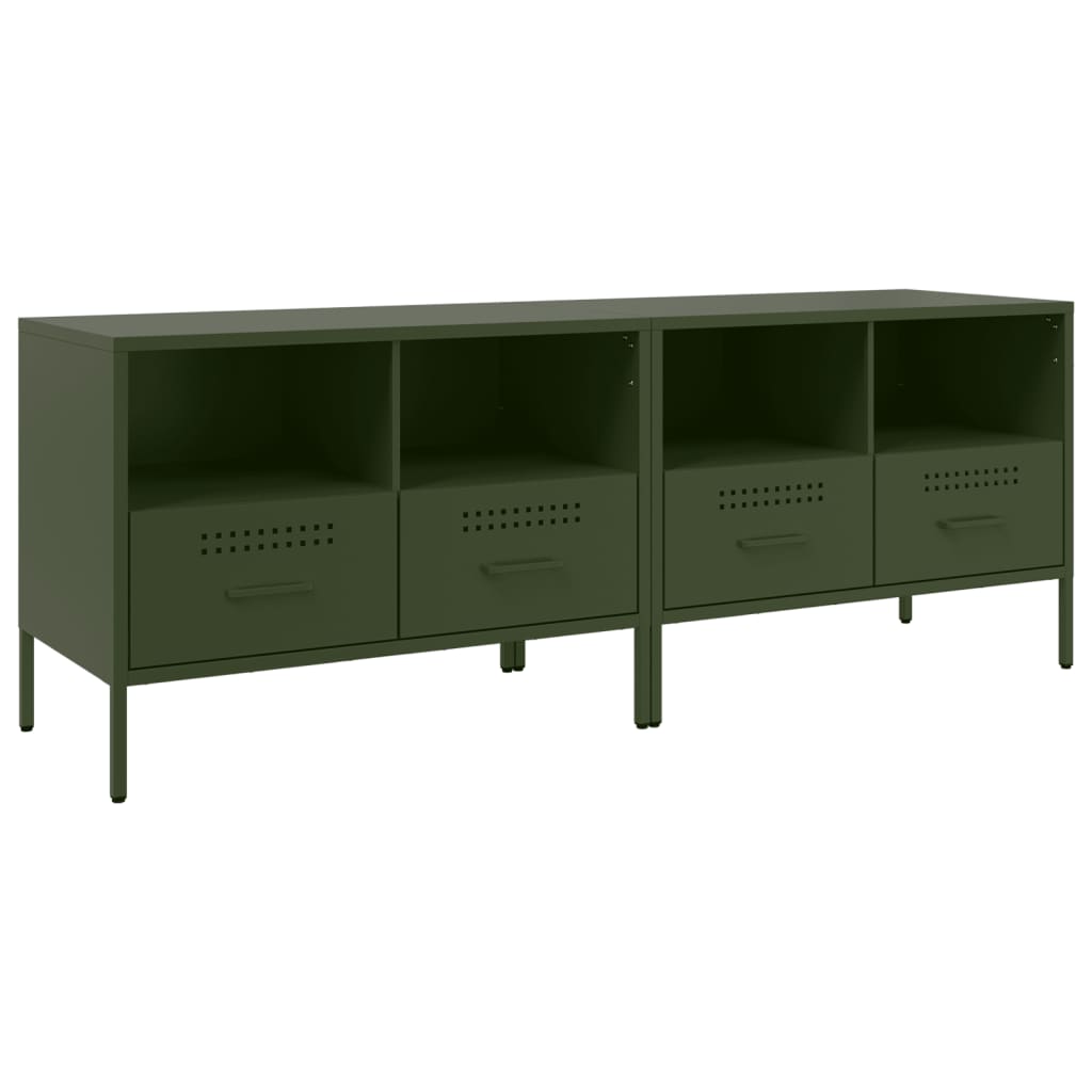 Mobili TV 2pz Verde Oliva 68x39x50,5 cm in Acciaio