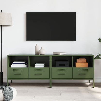 Mobili TV 2pz Verde Oliva 68x39x50,5 cm in Acciaio