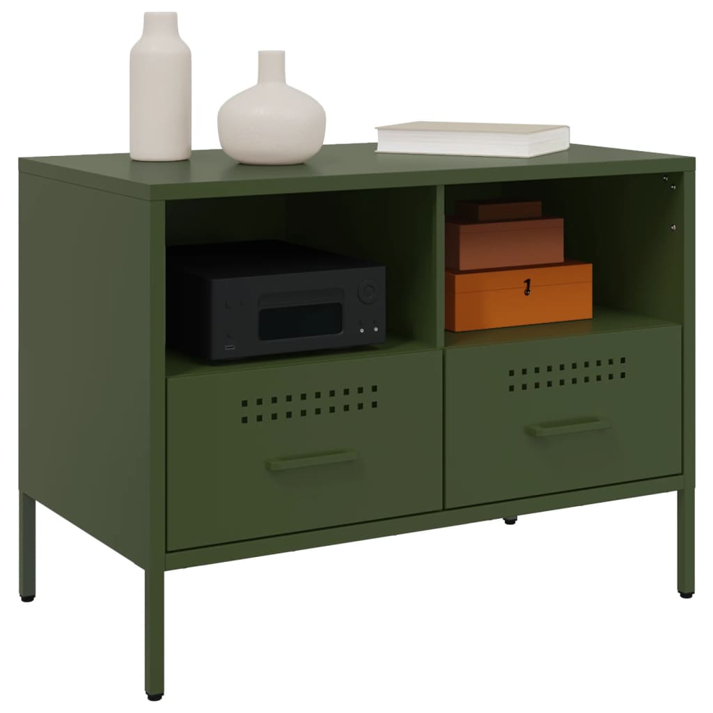 Mobili TV 2pz Verde Oliva 68x39x50,5 cm in Acciaio