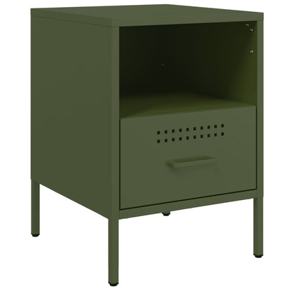 Comodino Verde Oliva 36x39x50,5 cm in Acciaio