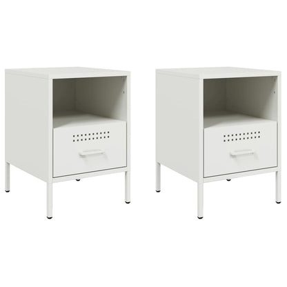 Comodini 2 pz Bianchi 36x39x50,5 cm in Acciaio