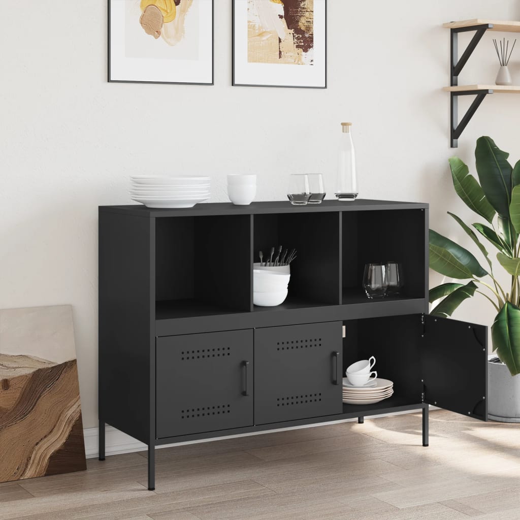 Credenza Nera 100,5x39x79 cm in Acciaio