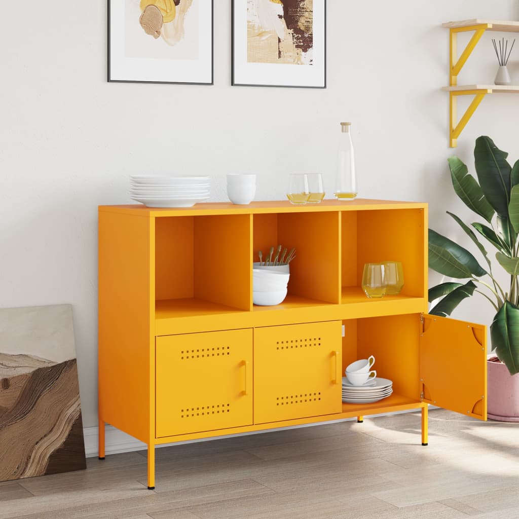 Credenza Giallo Senape 100,5x39x79 cm in Acciaio