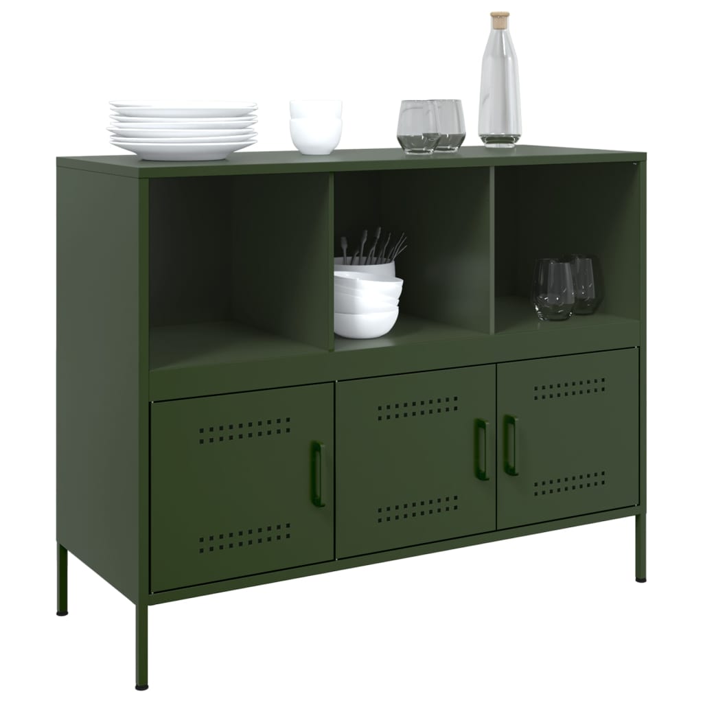 Credenza Verde Oliva 100,5x39x79 cm in Acciaio