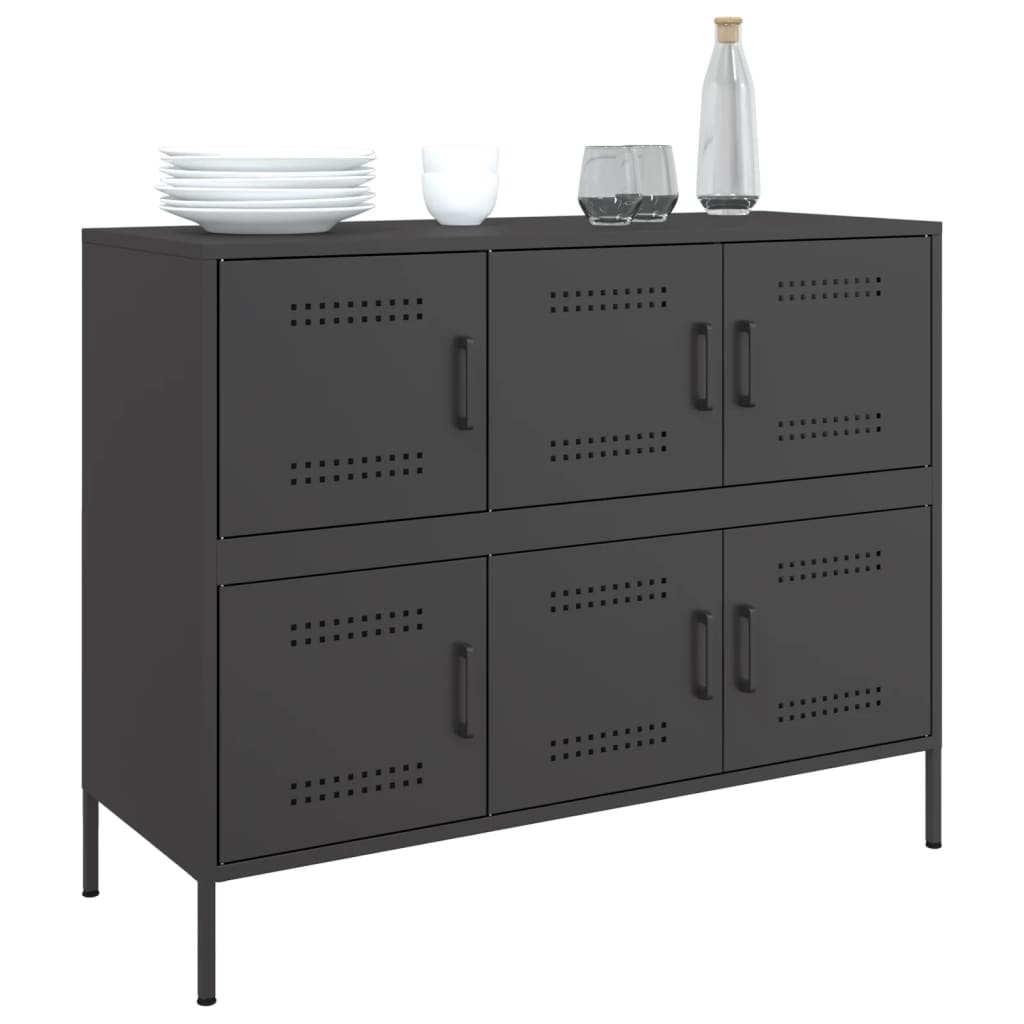 Credenza Nera 100,5x39x79 cm in Acciaio