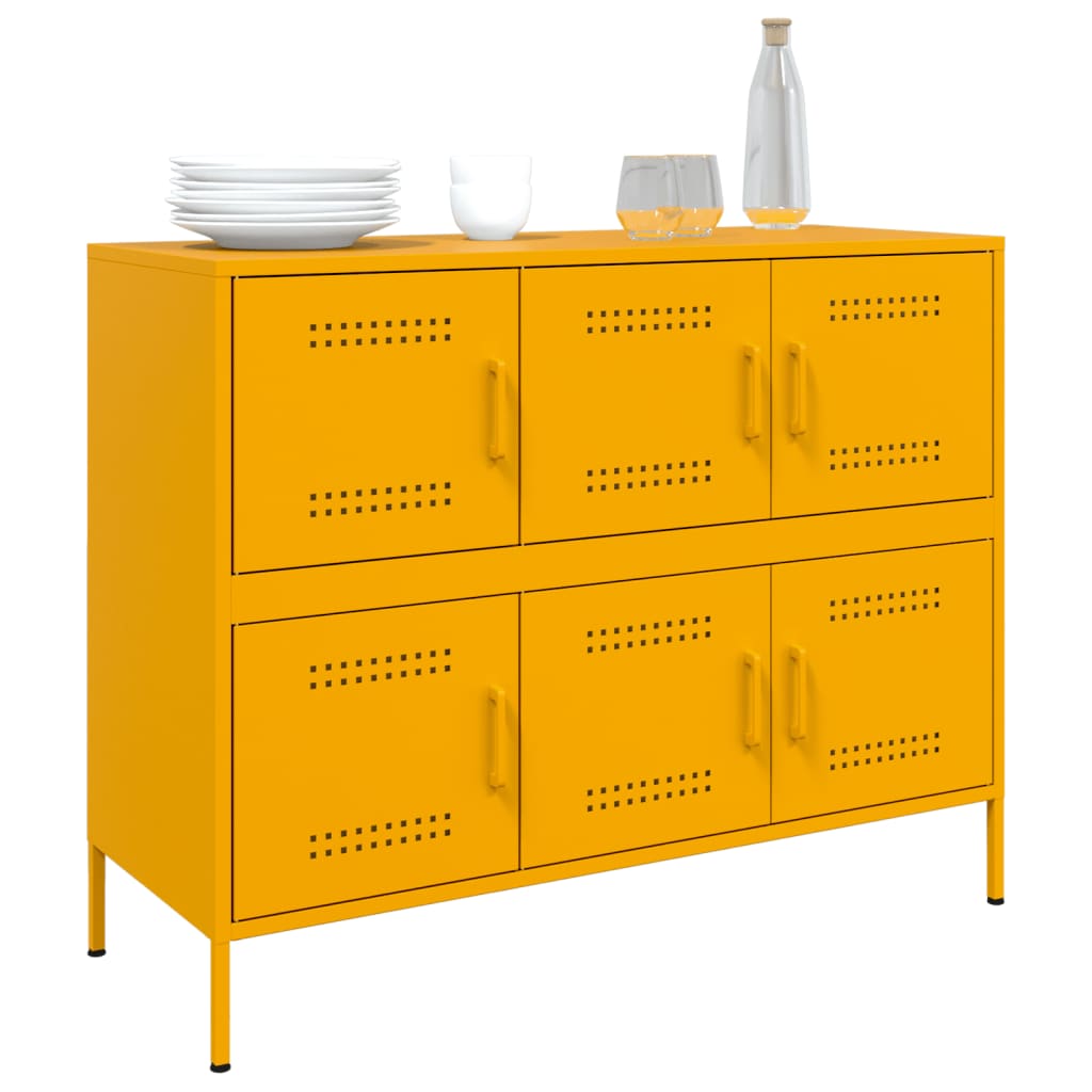 Credenza Giallo Senape 100,5x39x79 cm in Acciaio