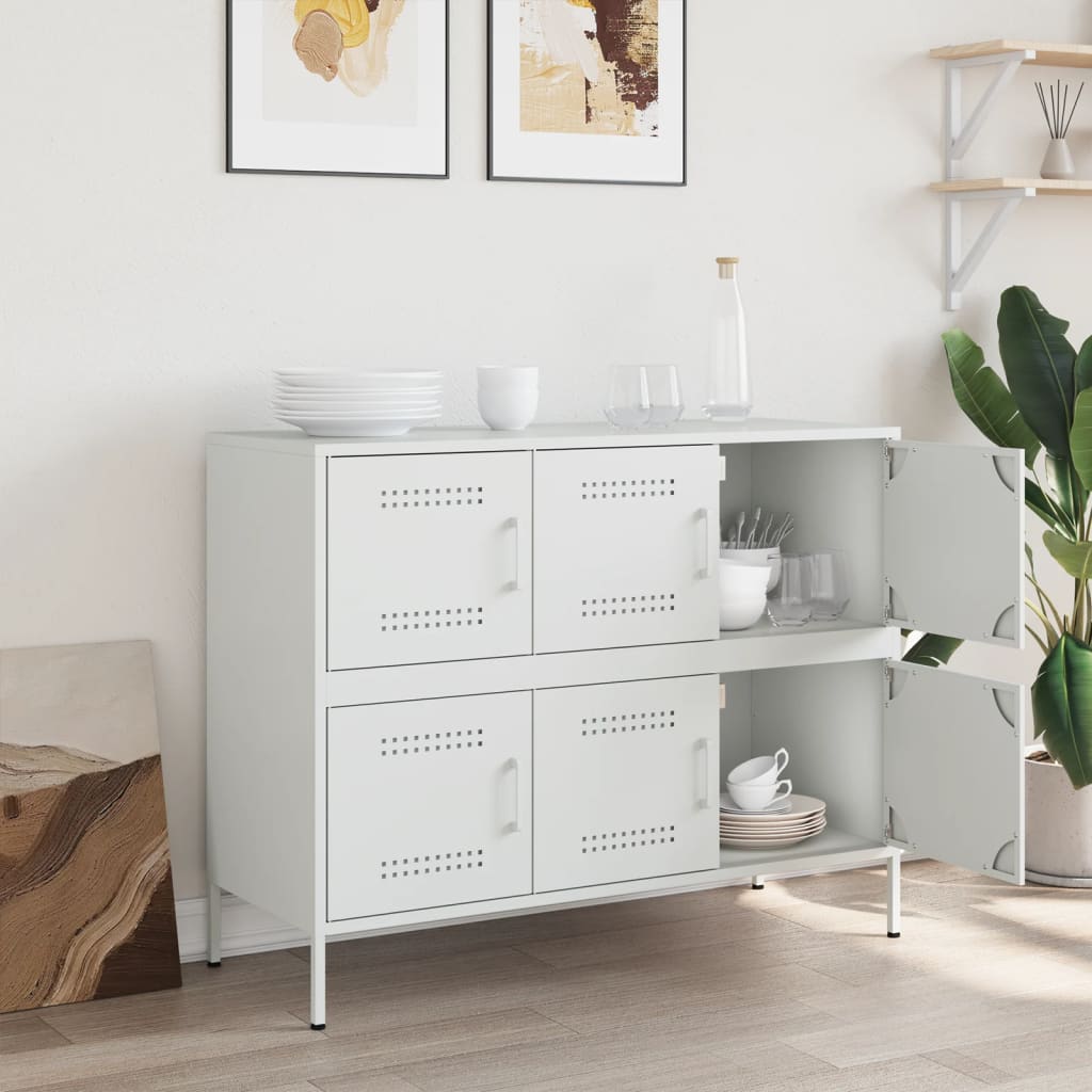 Credenza Bianca 100,5x39x79 cm in Acciaio
